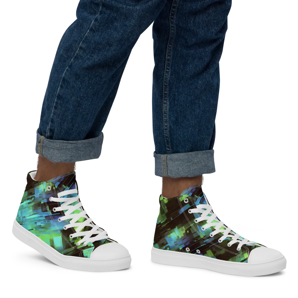 Cyber Shard on Men's High Top Canvas Shoes — Right