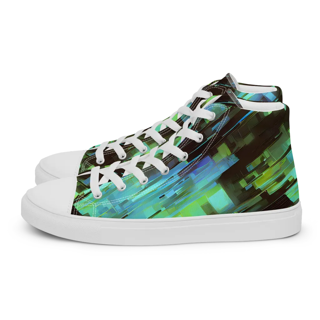 Cyber Shard on Women's High Top Canvas Shoes — Left