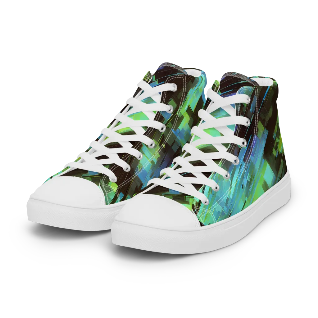 Cyber Shard on Women's High Top Canvas Shoes — Left Front