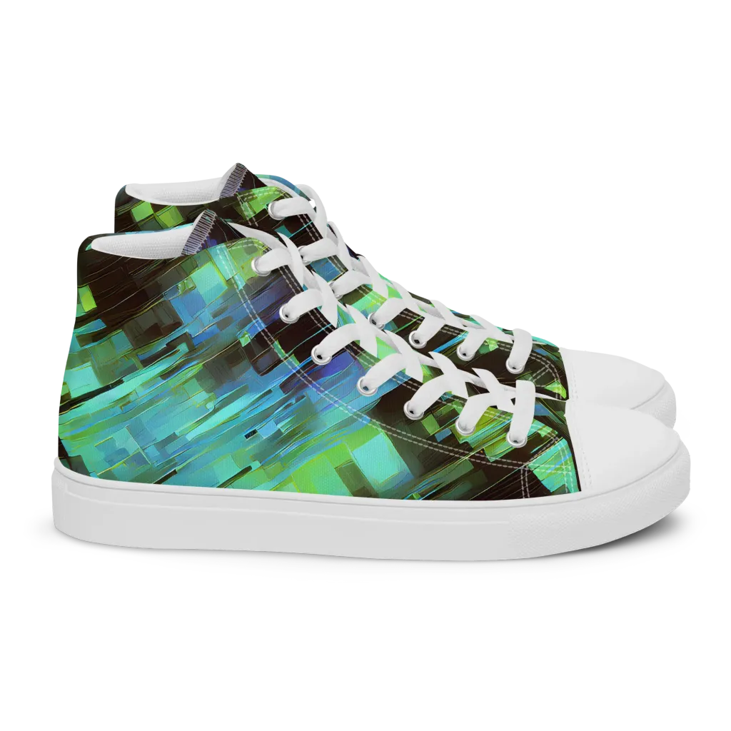 Cyber Shard on Women's High Top Canvas Shoes — Right