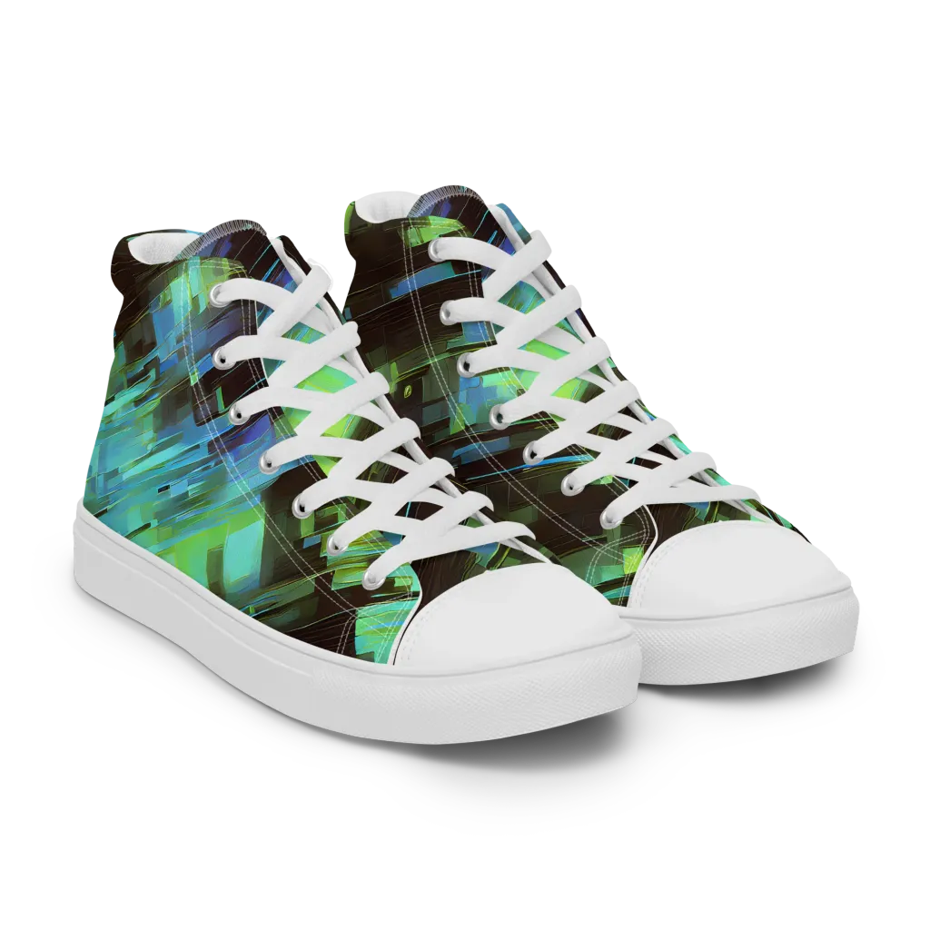 Cyber Shard on Women's High Top Canvas Shoes — Right Front