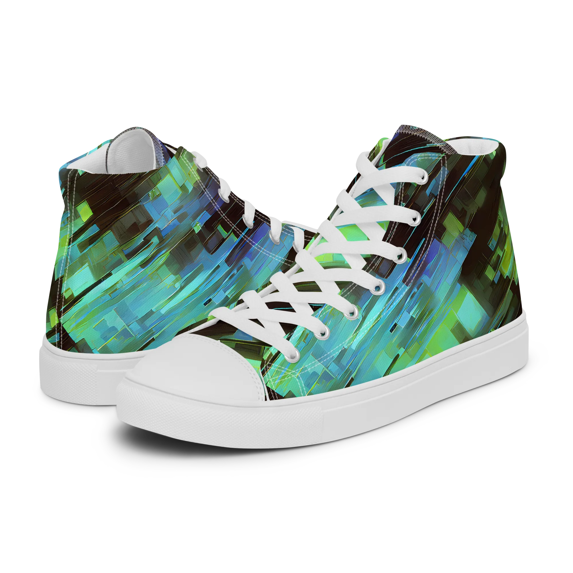 Cyber Shard on Women's High Top Canvas Shoes — Left
