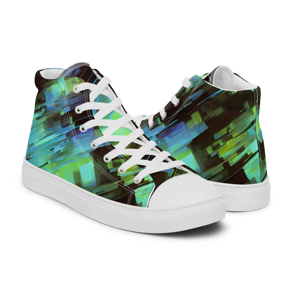 Cyber Shard on Women's High Top Canvas Shoes — Right