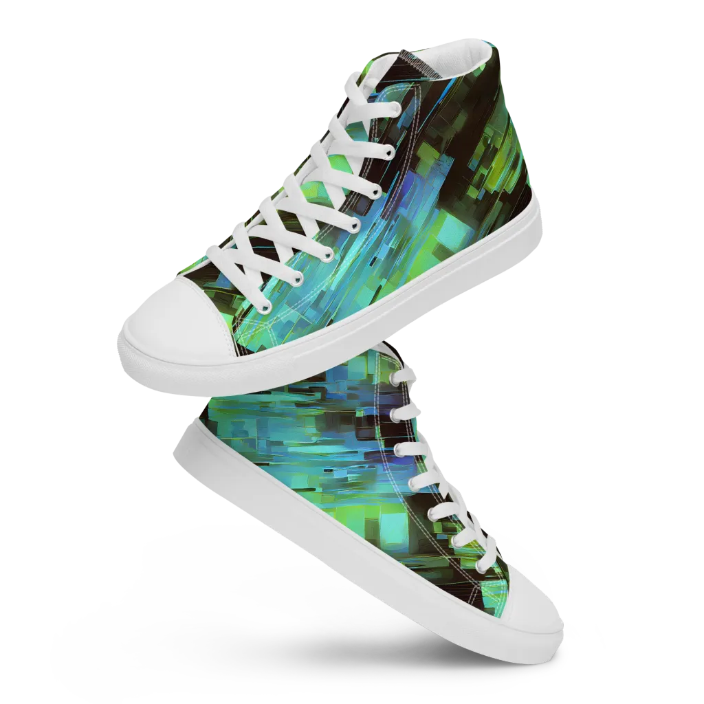 Cyber Shard on Women's High Top Canvas Shoes — Front