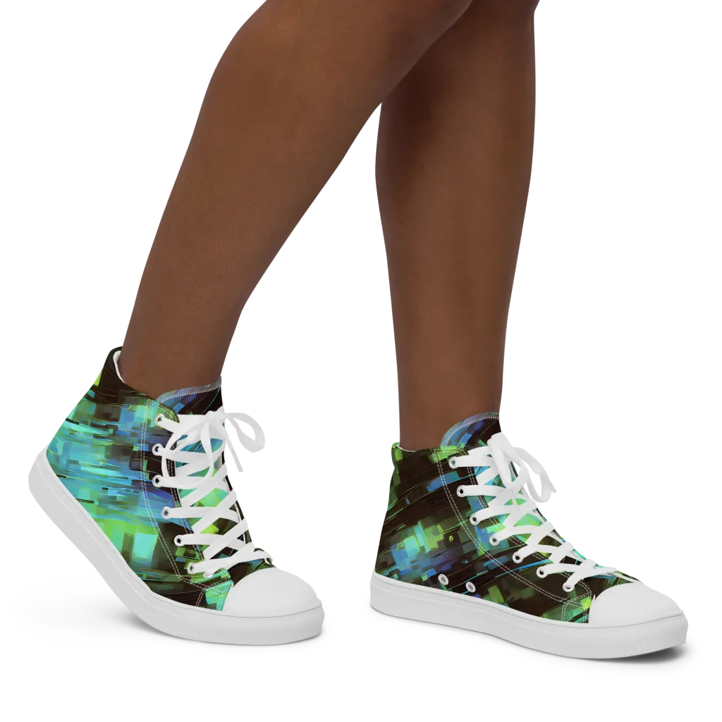Cyber Shard on Women's High Top Canvas Shoes — Right