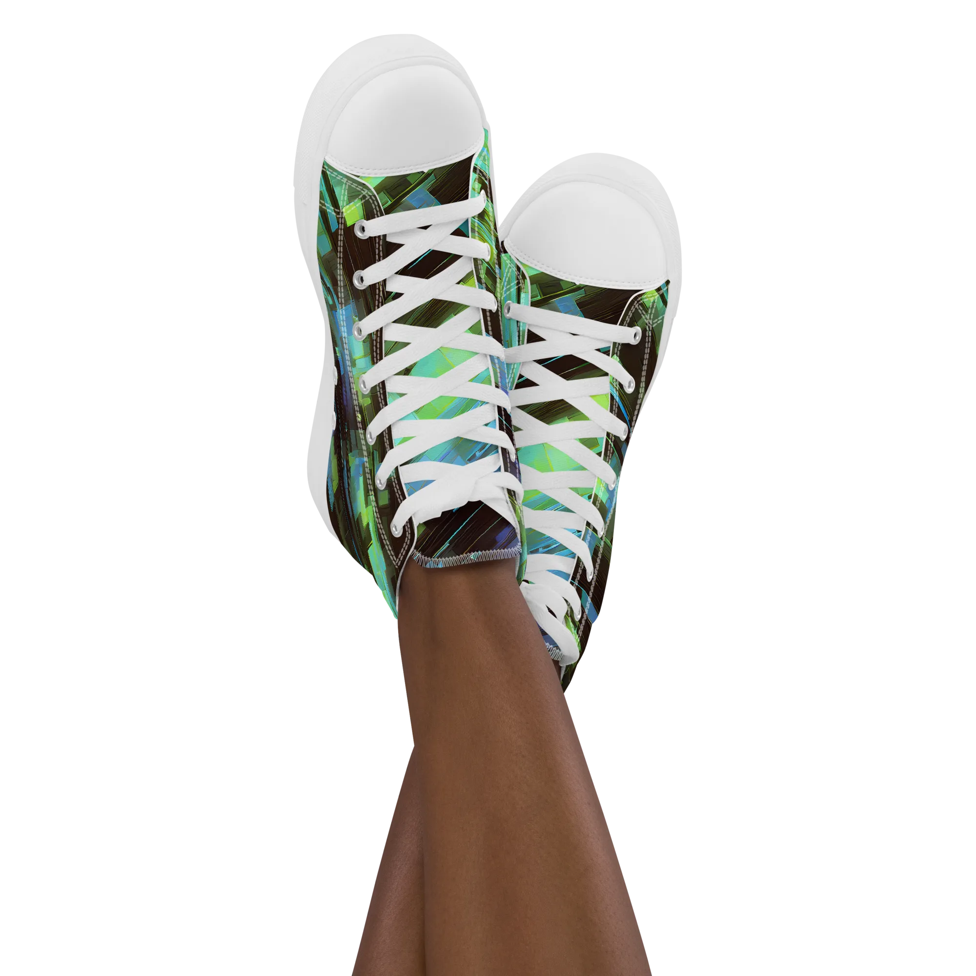 Cyber Shard on Women's High Top Canvas Shoes — Front