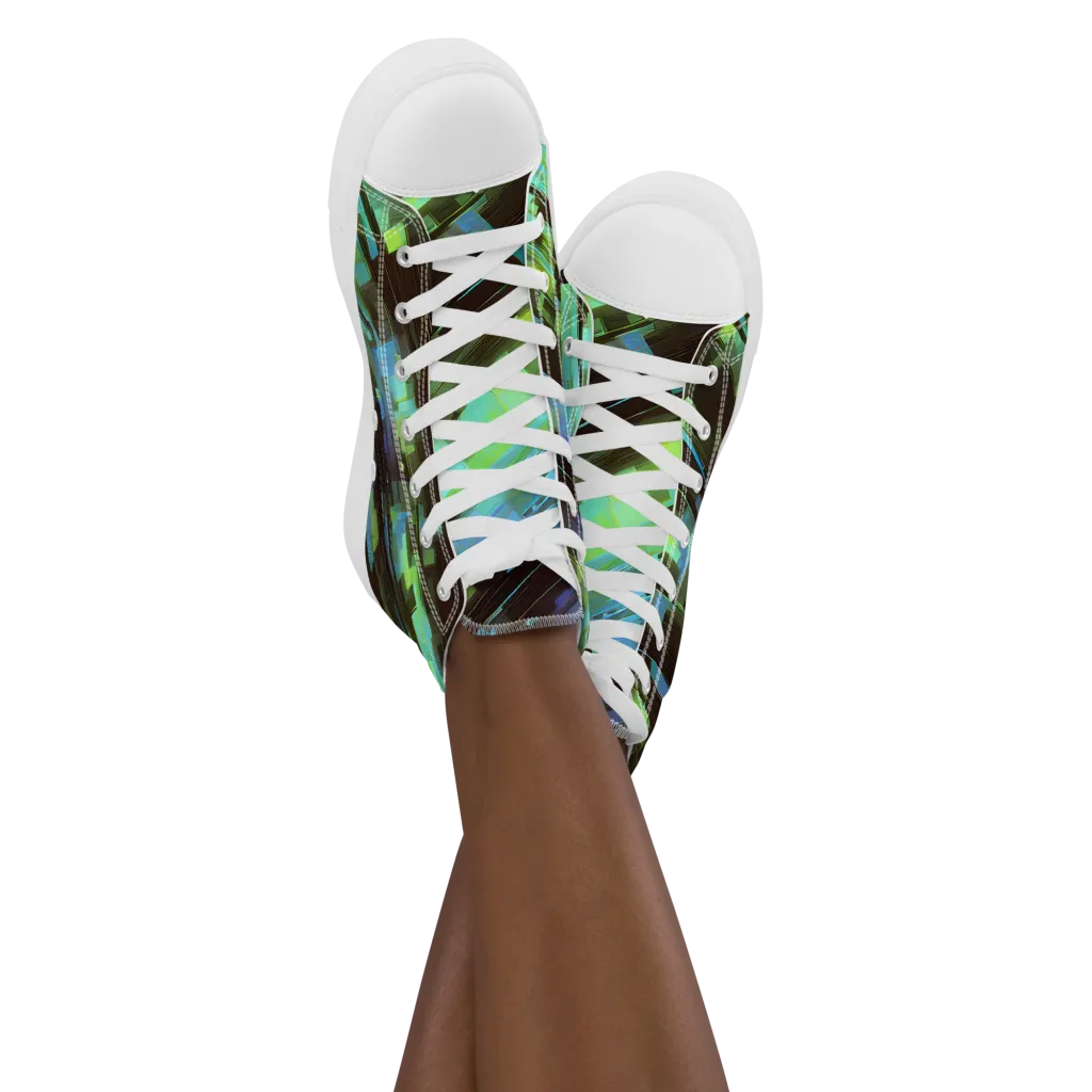 Cyber Shard on Women's High Top Canvas Shoes — Front