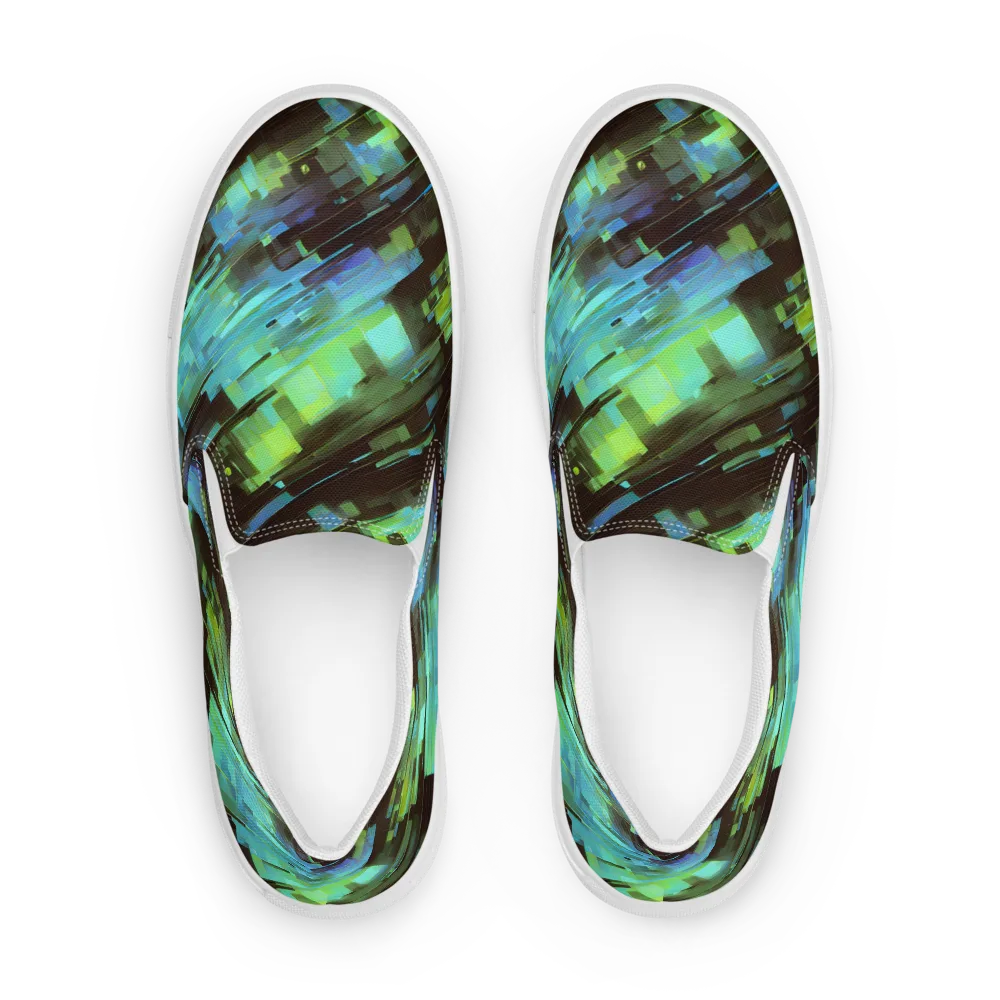 Cyber Shard on Men's Slip-On Canvas Shoes — Front