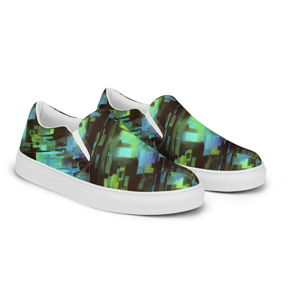 Cyber Shard on Men's Slip-On Canvas Shoes — Right Front