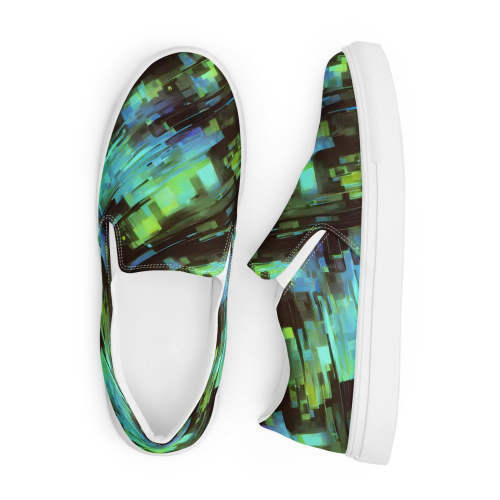 Cyber Shard on Men's Slip-On Canvas Shoes — Front