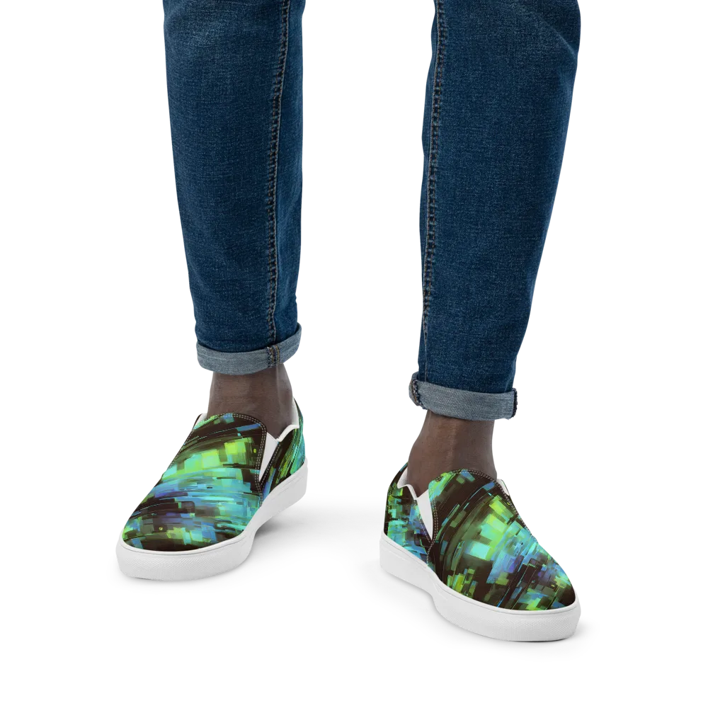 Cyber Shard on Men's Slip-On Canvas Shoes — Front