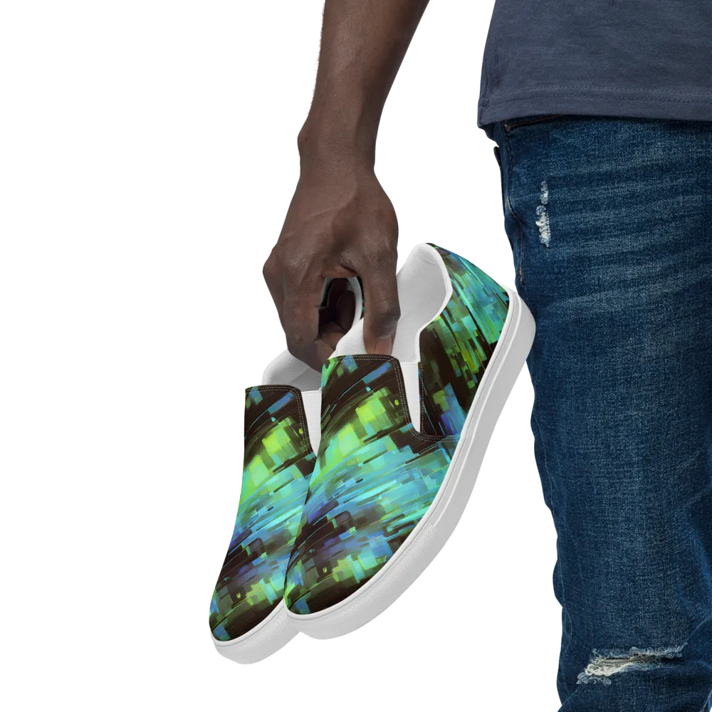 Cyber Shard on Men's Slip-On Canvas Shoes — Left Front