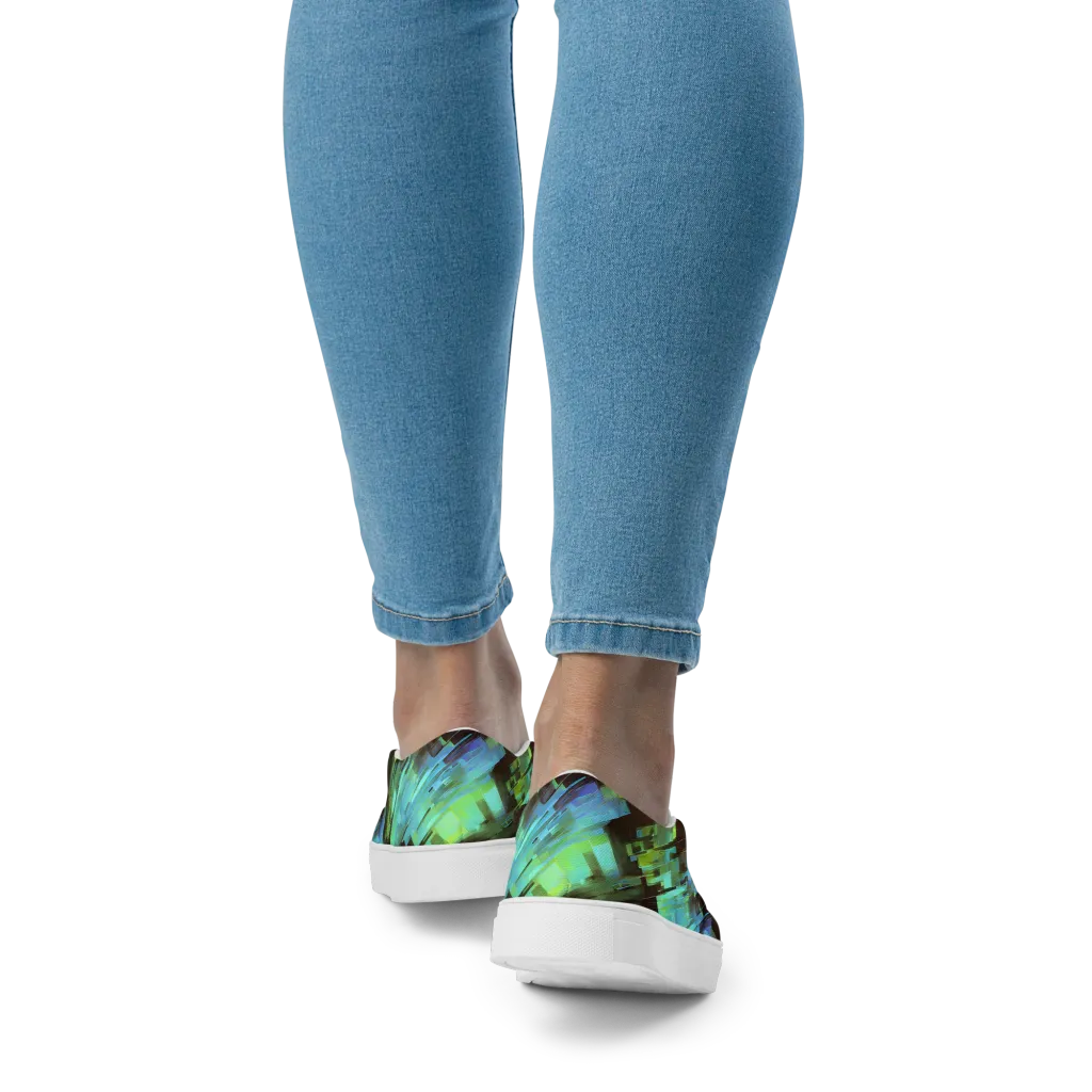 Cyber Shard on Women's Slip-On Canvas Shoes — Back