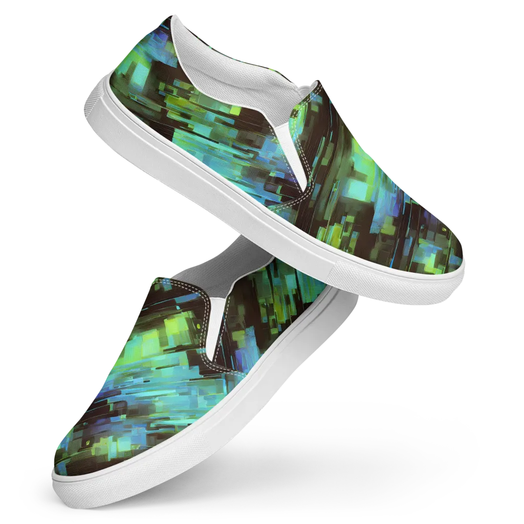 Cyber Shard on Women's Slip-On Canvas Shoes — Front