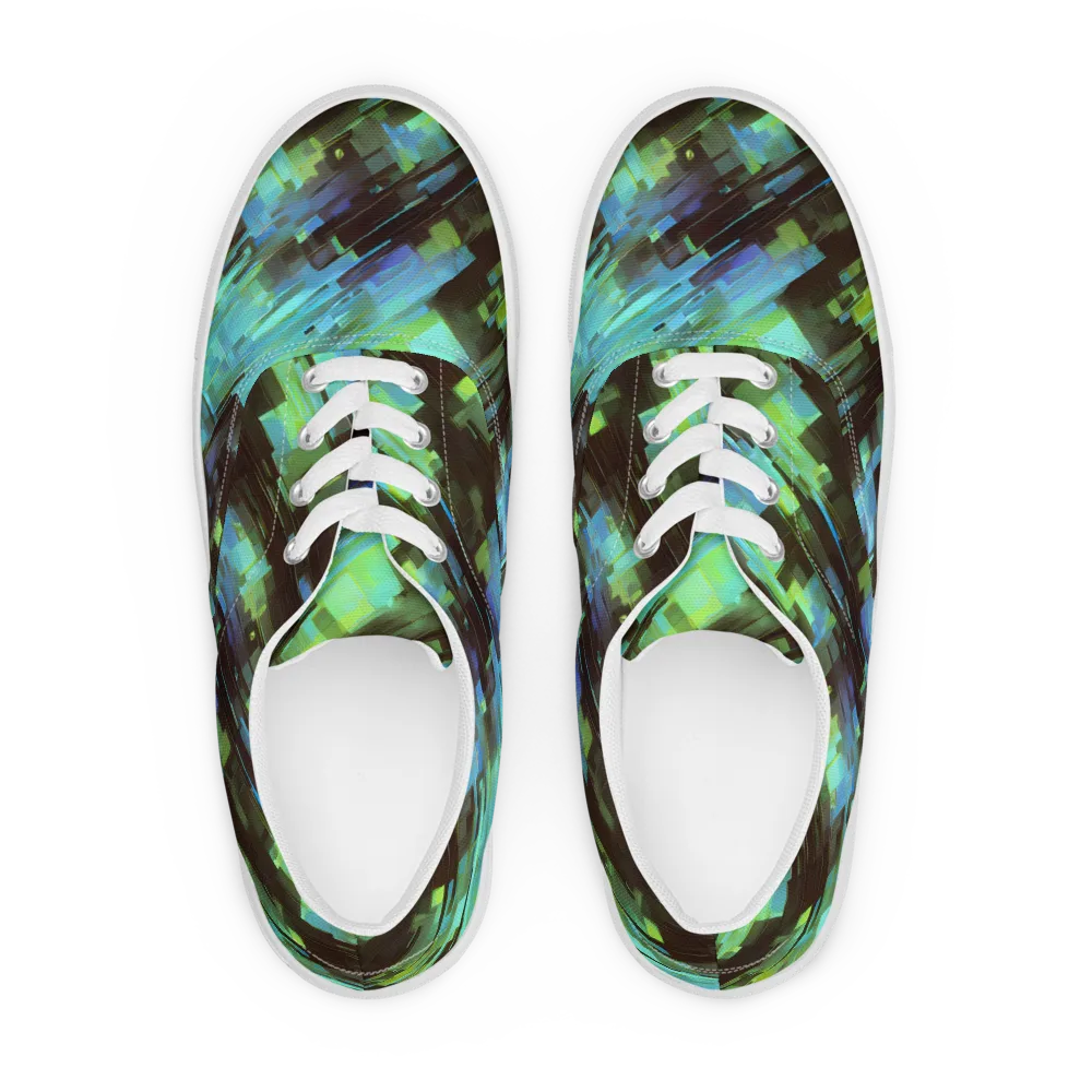 Cyber Shard on Men's Lace-Up Canvas Shoes — Front