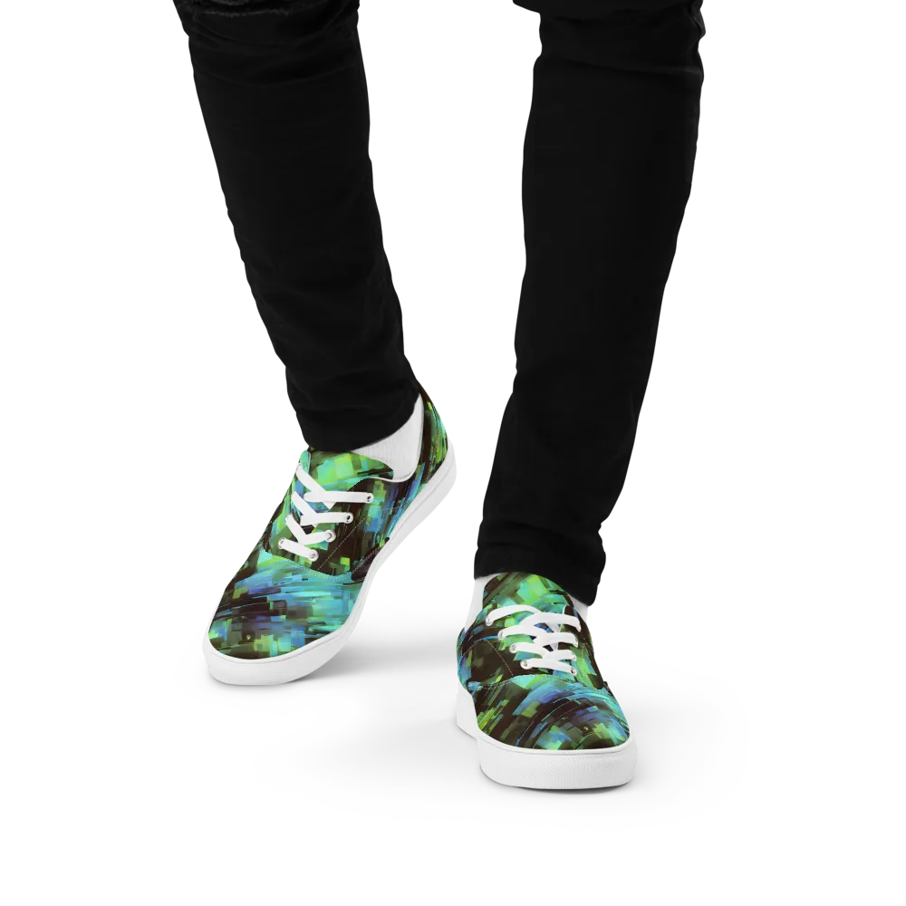 Cyber Shard on Men's Lace-Up Canvas Shoes — Front