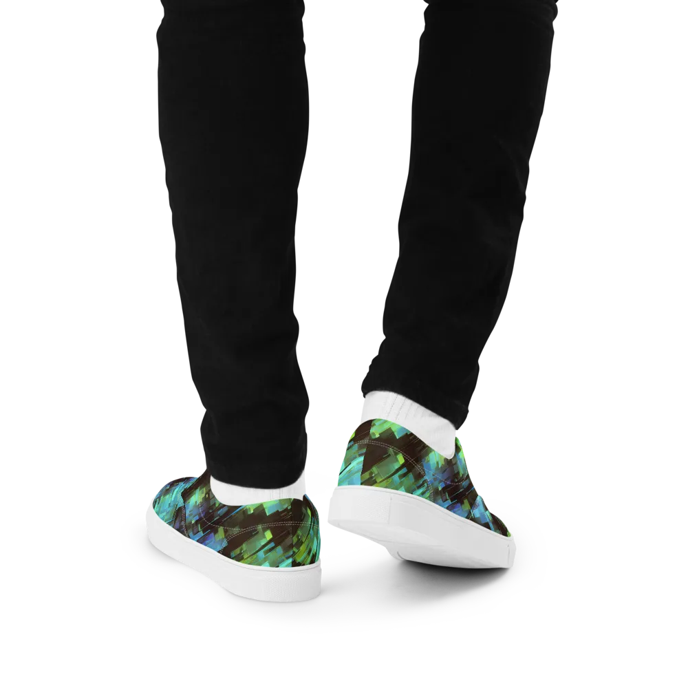Cyber Shard on Men's Lace-Up Canvas Shoes — Back
