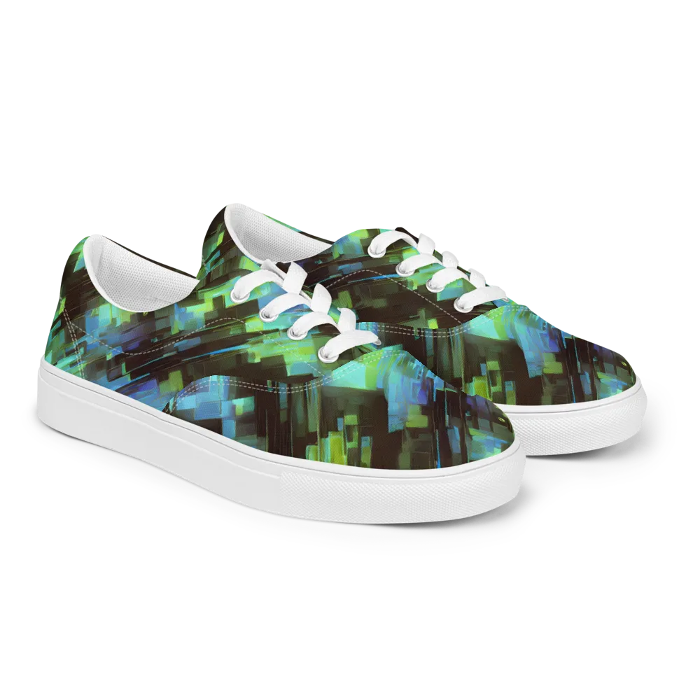 Cyber Shard on Men's Lace-Up Canvas Shoes — Right Front