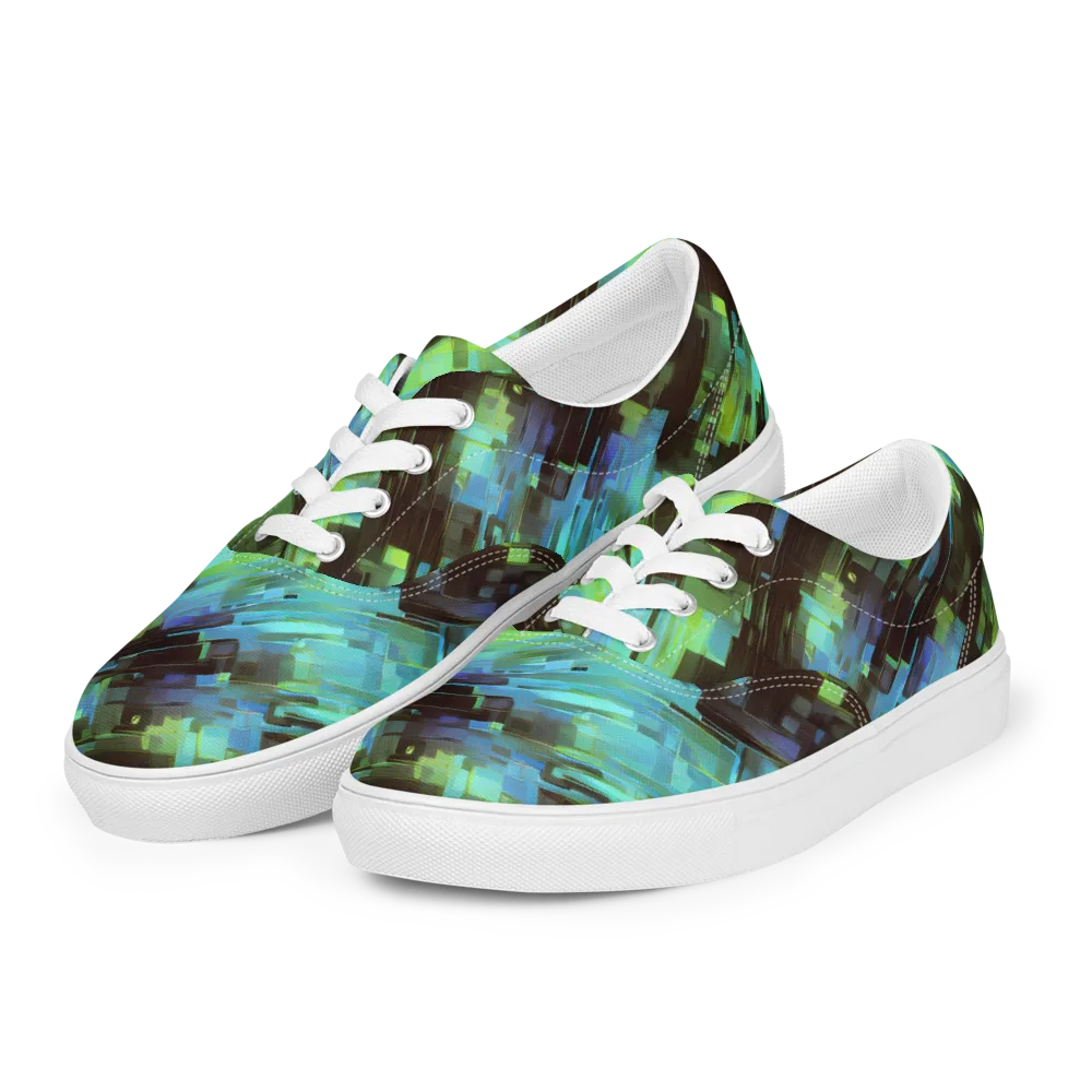 Cyber Shard on Men's Lace-Up Canvas Shoes — Left Front