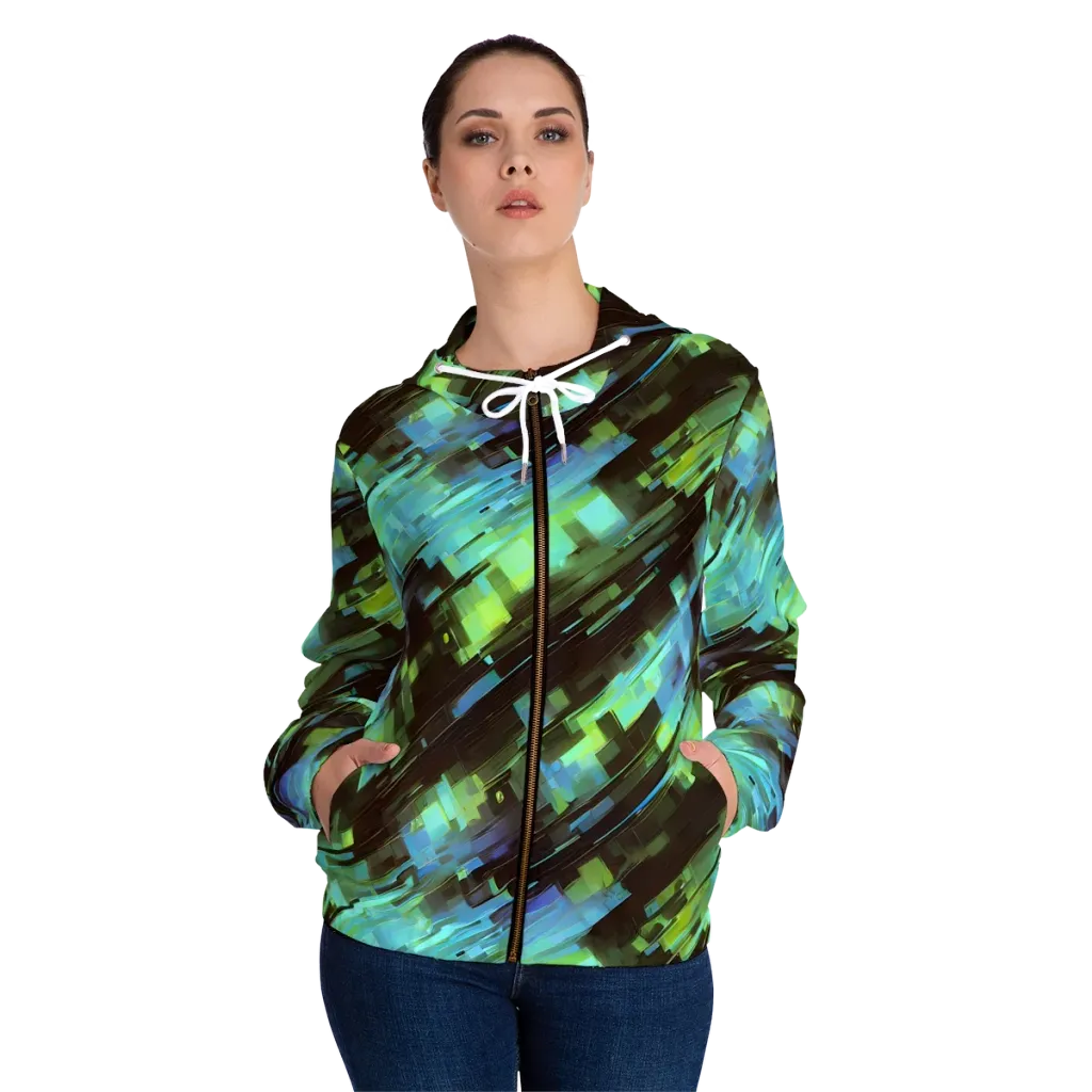 Cyber Shard on Women's Full-Zip Hoodie — Front On Person
