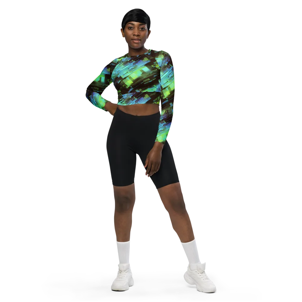 Cyber Shard on Long Sleeve Crop Top — Front