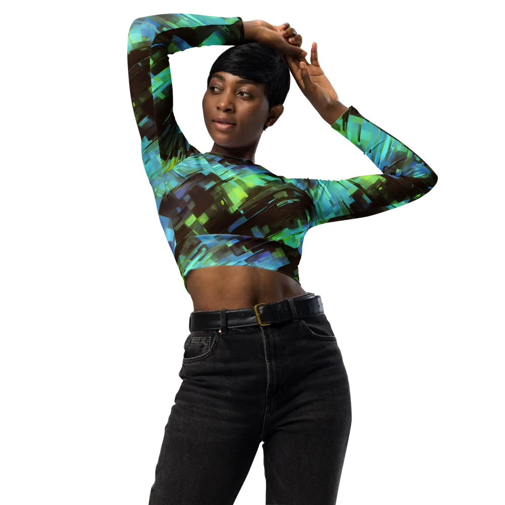 Cyber Shard on Long Sleeve Crop Top — Front