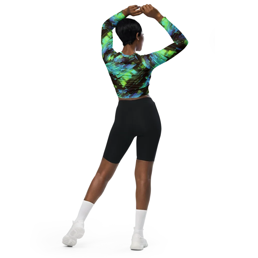Cyber Shard on Long Sleeve Crop Top — Back