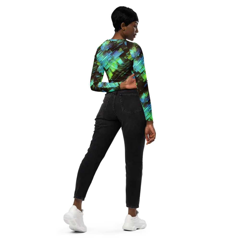 Cyber Shard on Long Sleeve Crop Top — Right Back
