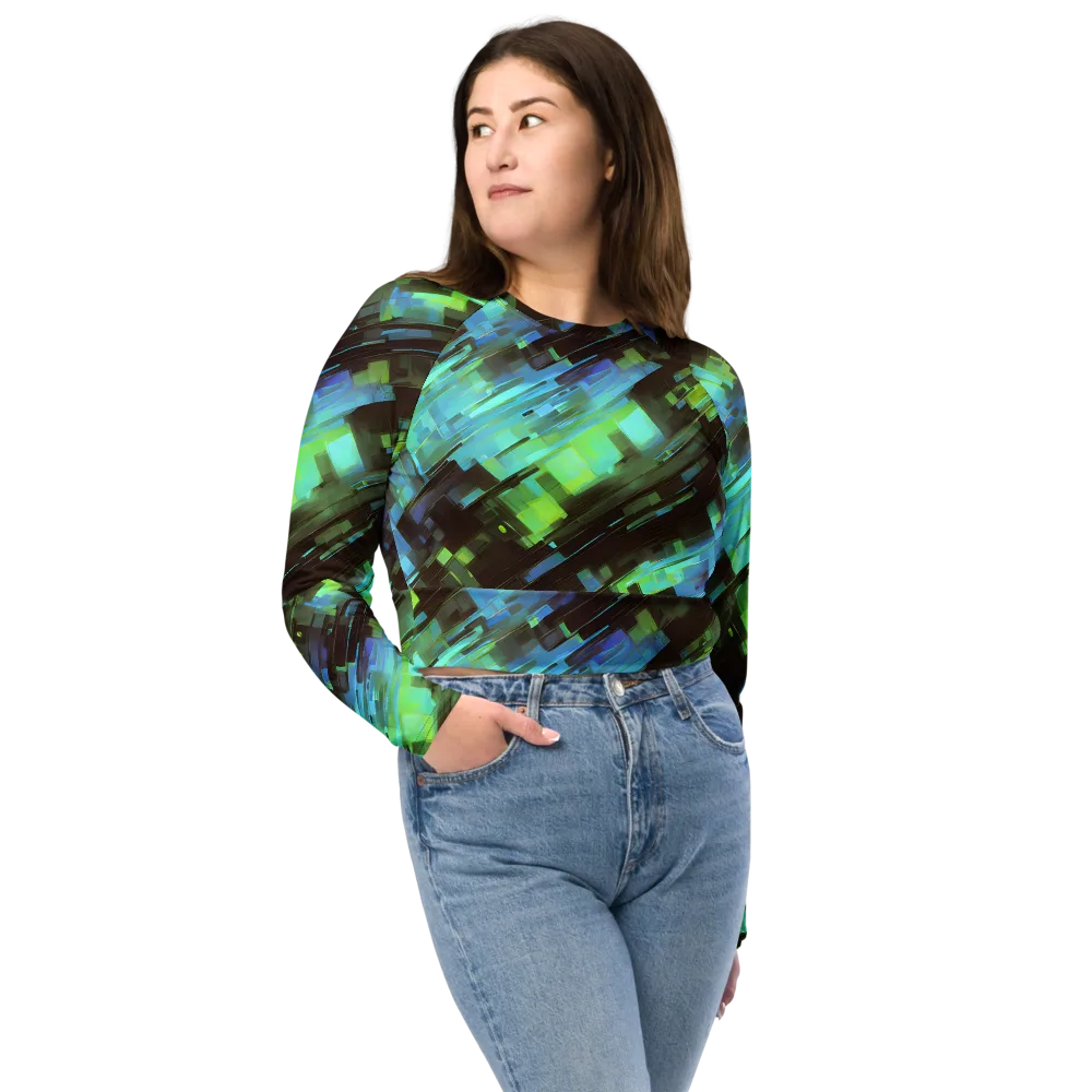 Cyber Shard on Long Sleeve Crop Top — Front