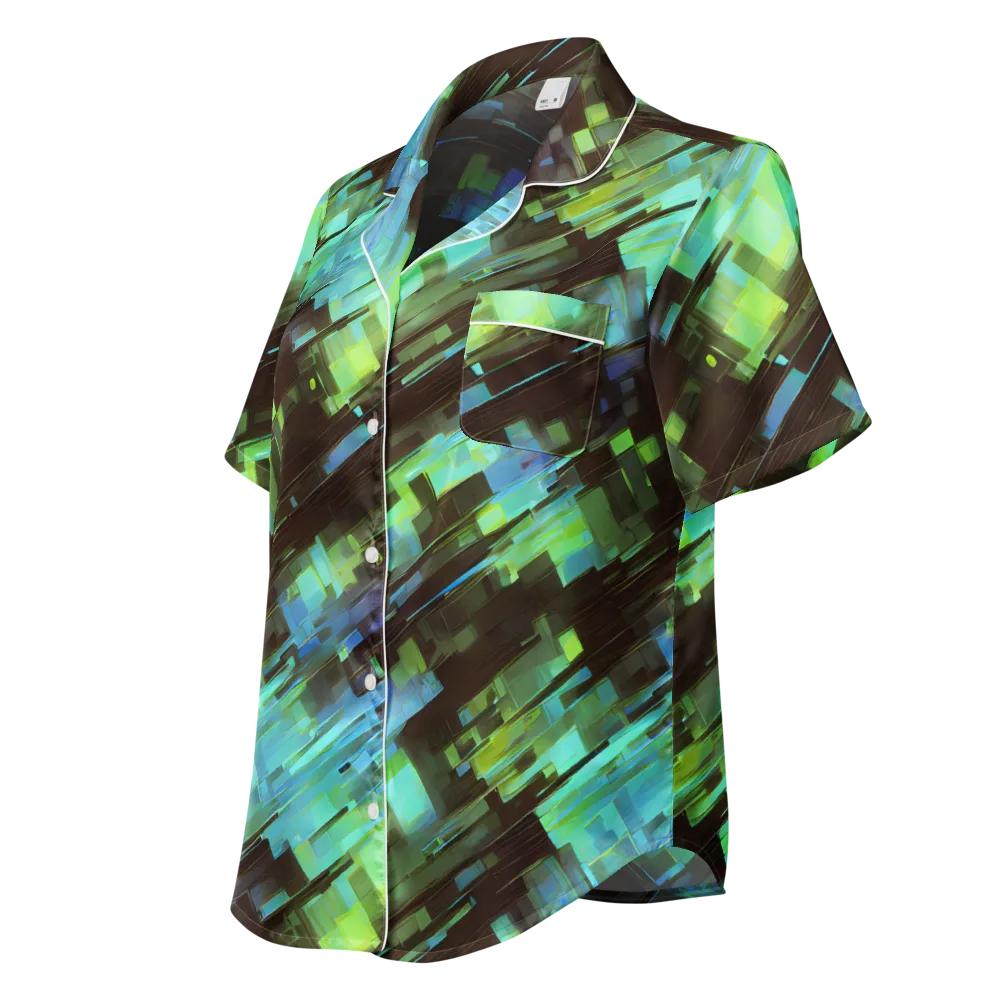 Cyber Shard on Women's Short Sleeve Pajama Top — Left Front