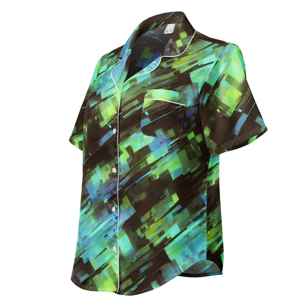 Cyber Shard on Women's Short Sleeve Pajama Top — Left Front