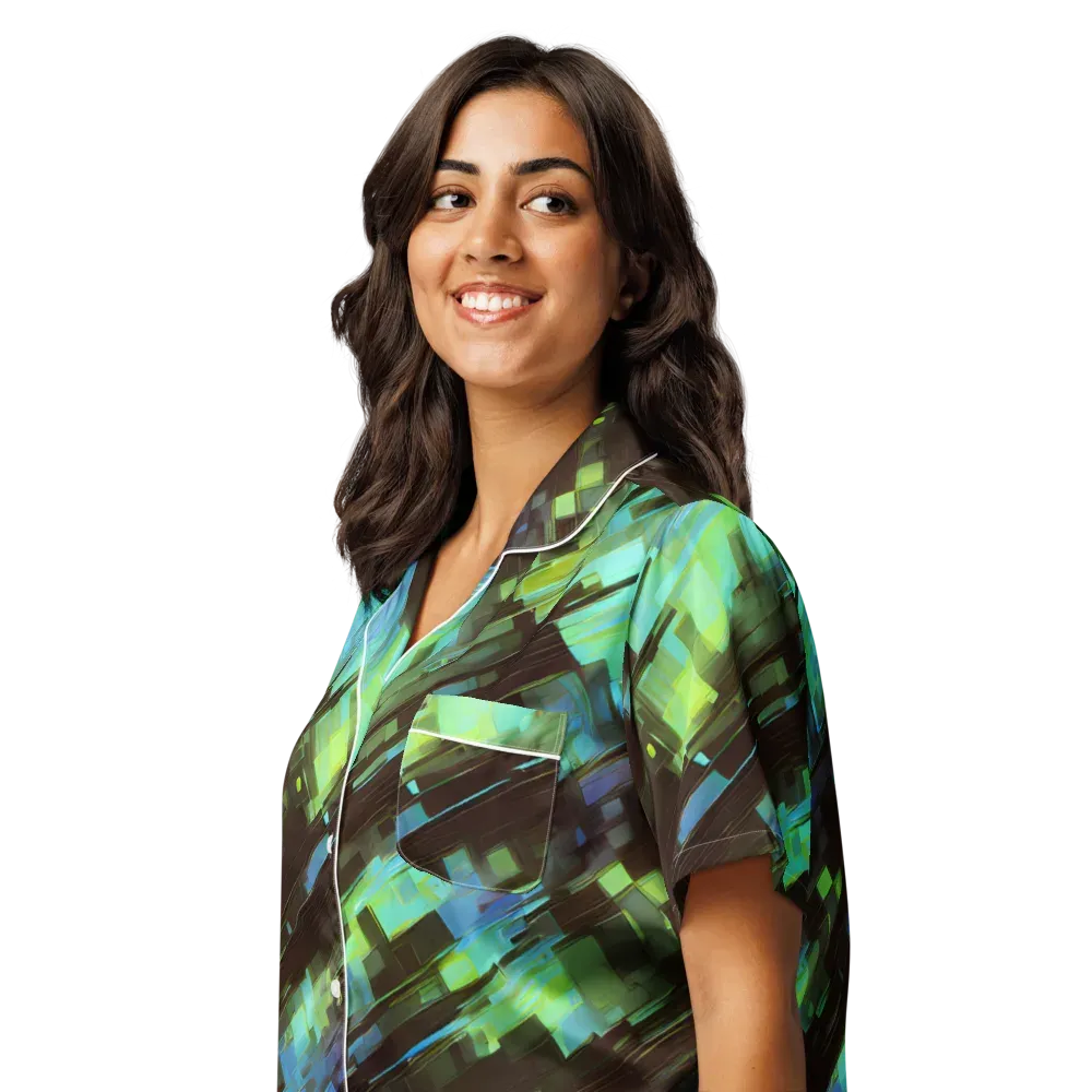 Cyber Shard on Women's Short Sleeve Pajama Top — Left Front