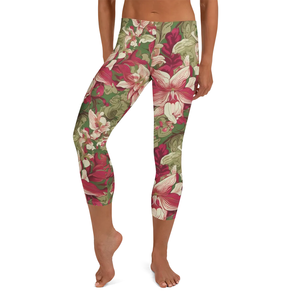 Burgundy Botanica on Capri Leggings — Front