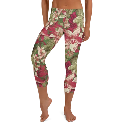 Burgundy Botanica on a Capri Leggings