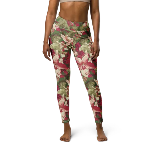 Burgundy Botanica on a Yoga Leggings