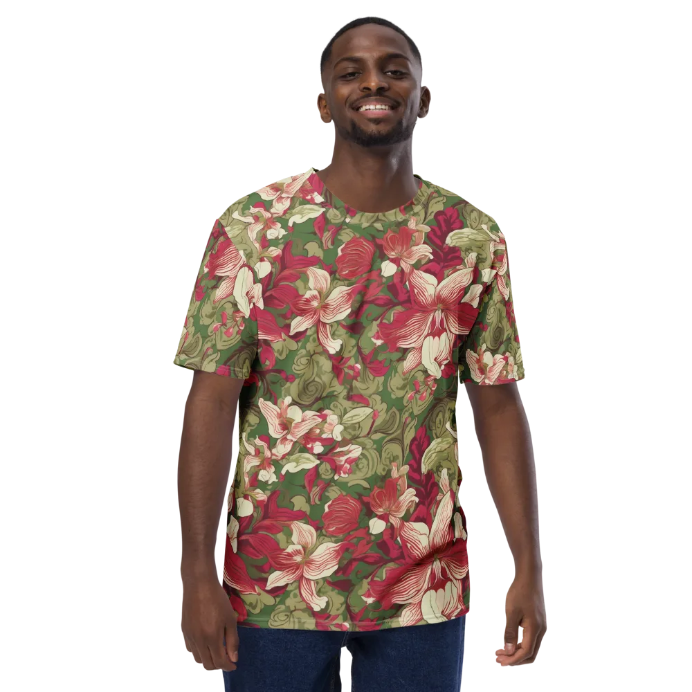 Burgundy Botanica on Men's Crew Neck T-Shirt — Front