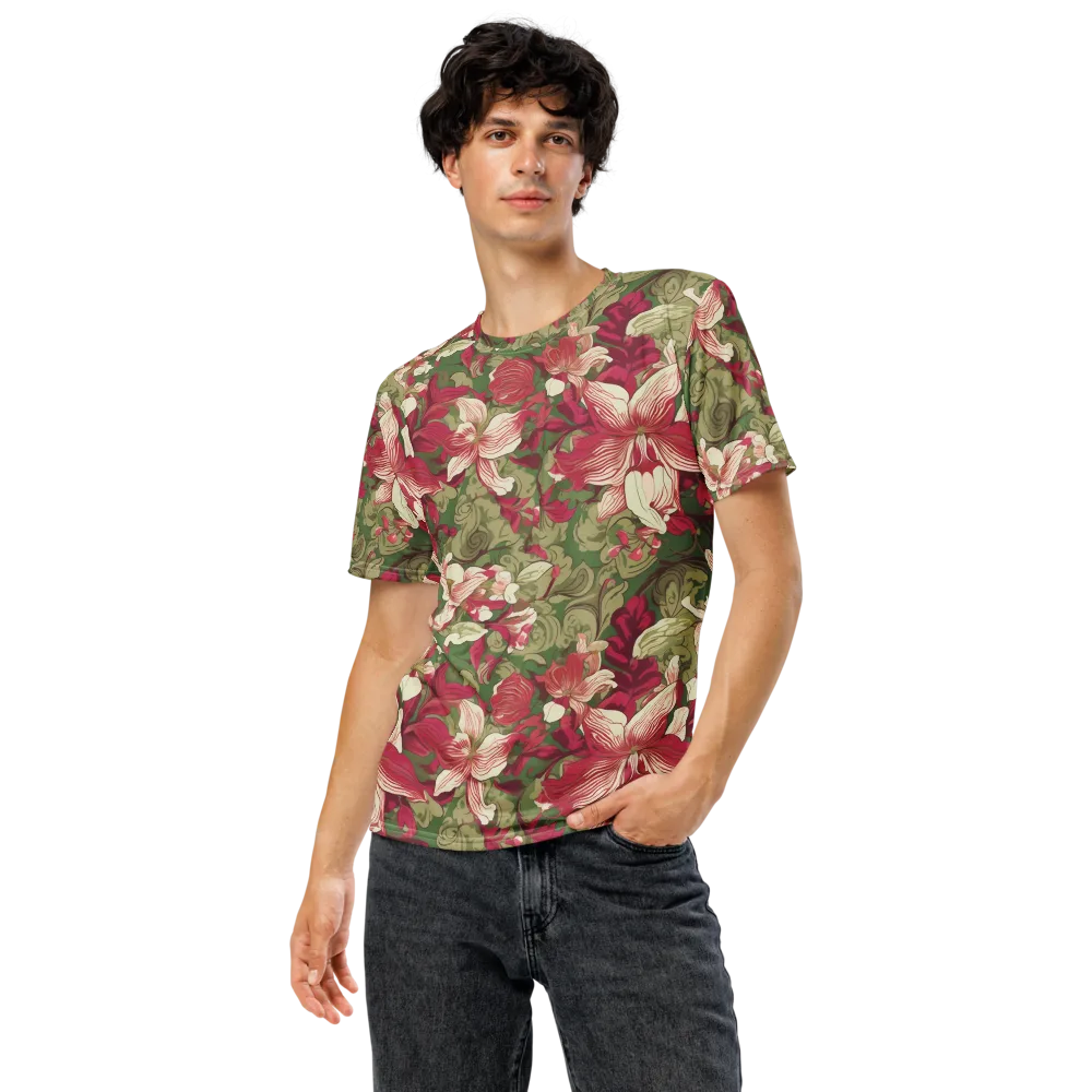 Burgundy Botanica on Men's Crew Neck T-Shirt — Front