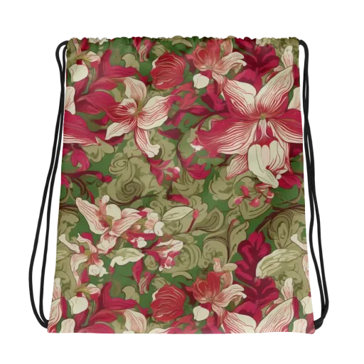 Burgundy Botanica on a Drawstring Bag