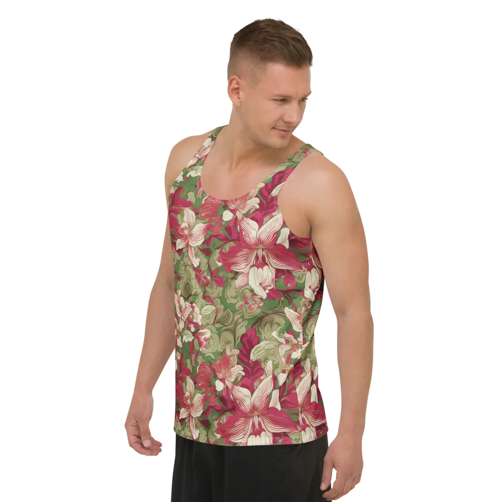 Burgundy Botanica on Men's Tank Top — Left Front