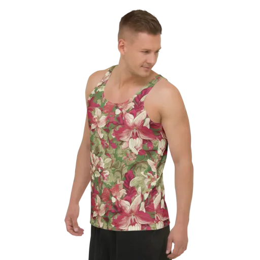 Burgundy Botanica on a Men's Tank Top