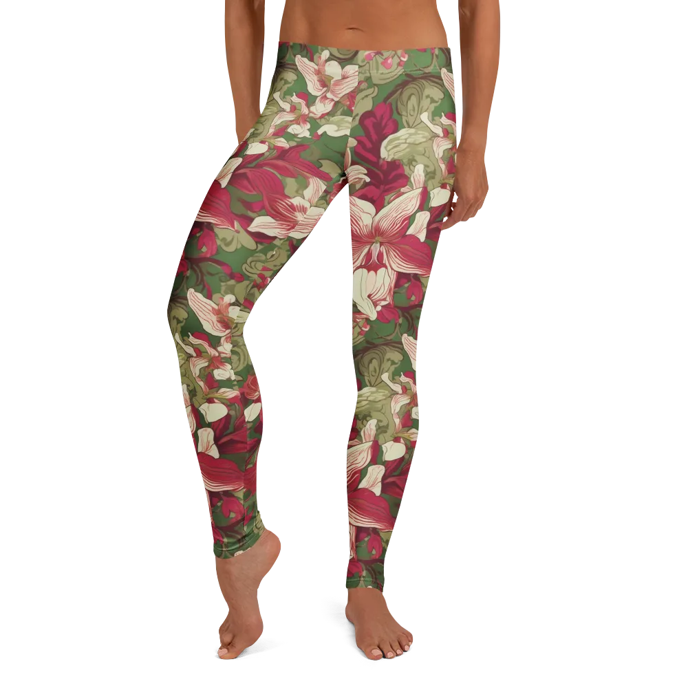 Burgundy Botanica on Leggings — Front