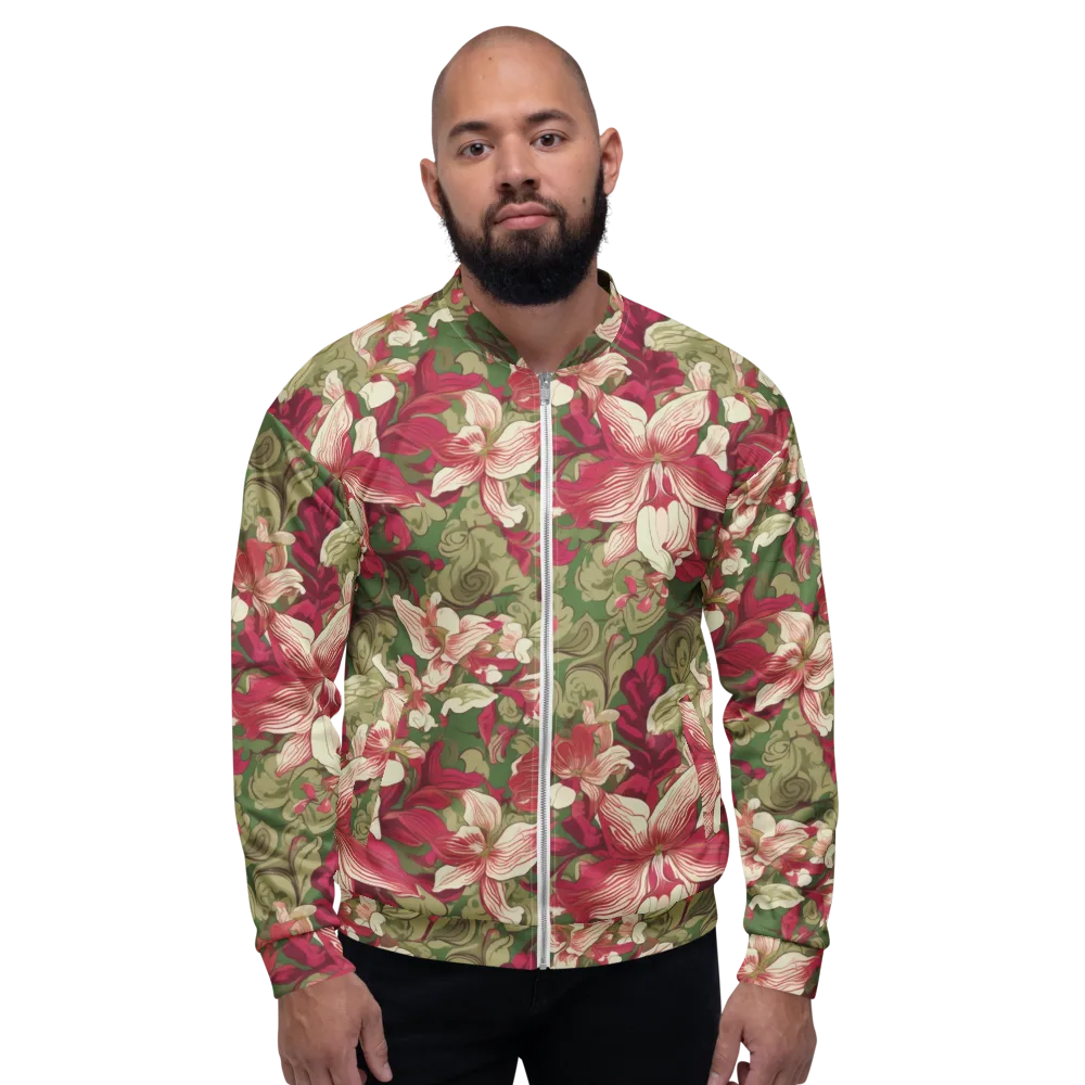 Burgundy Botanica on Bomber Jacket — Front