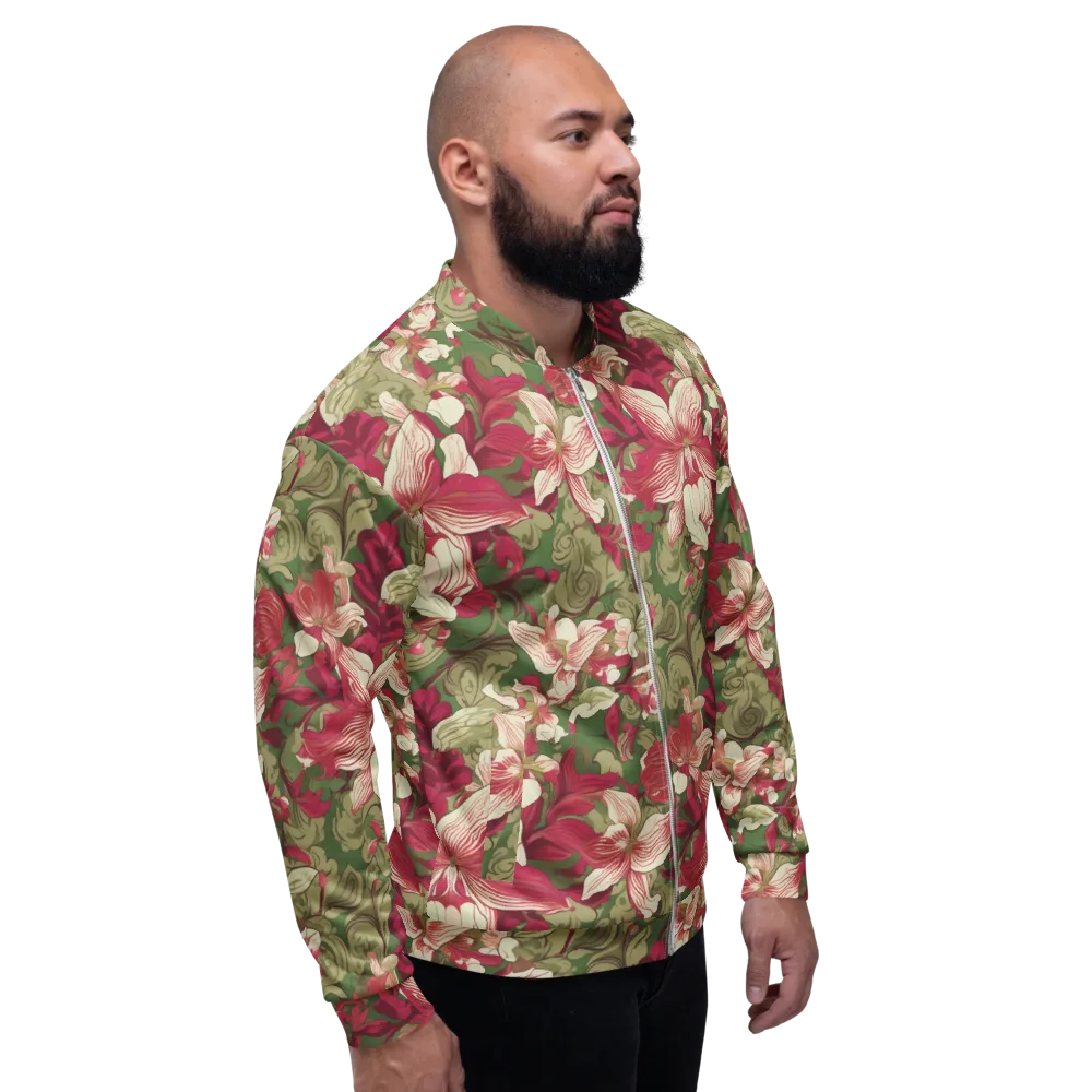Burgundy Botanica on Bomber Jacket — Right