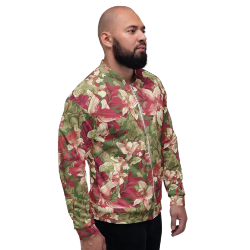 Burgundy Botanica on a Bomber Jacket