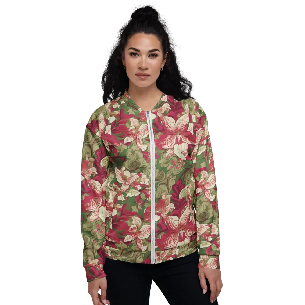 Burgundy Botanica on Bomber Jacket — Front