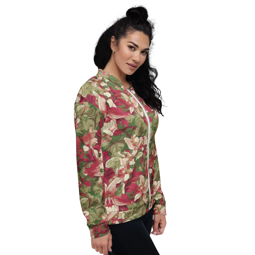 Burgundy Botanica on Bomber Jacket — Right