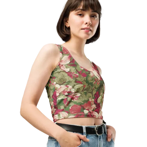 Burgundy Botanica on a Crop Top