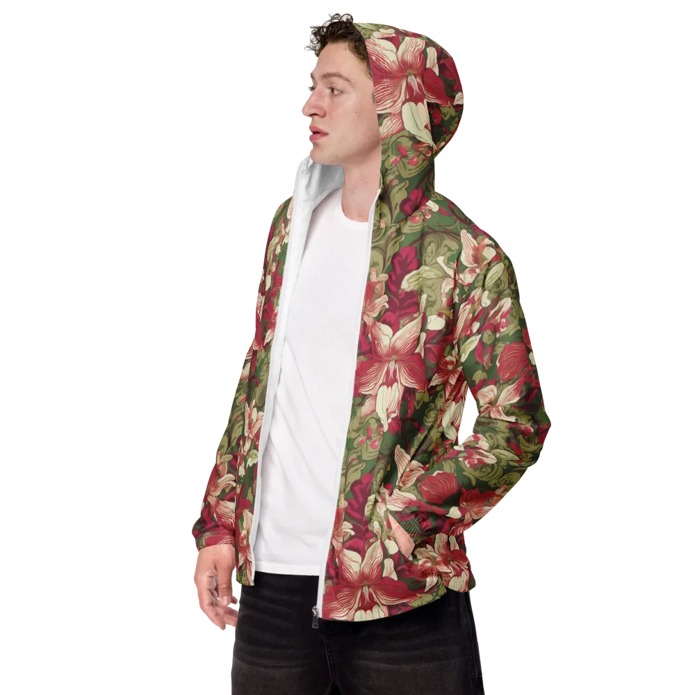 Burgundy Botanica on Men's Windbreaker — Left Front