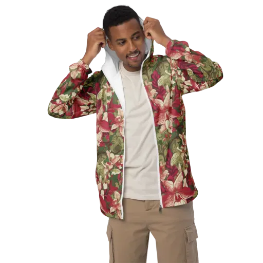 Burgundy Botanica on a Men's Windbreaker