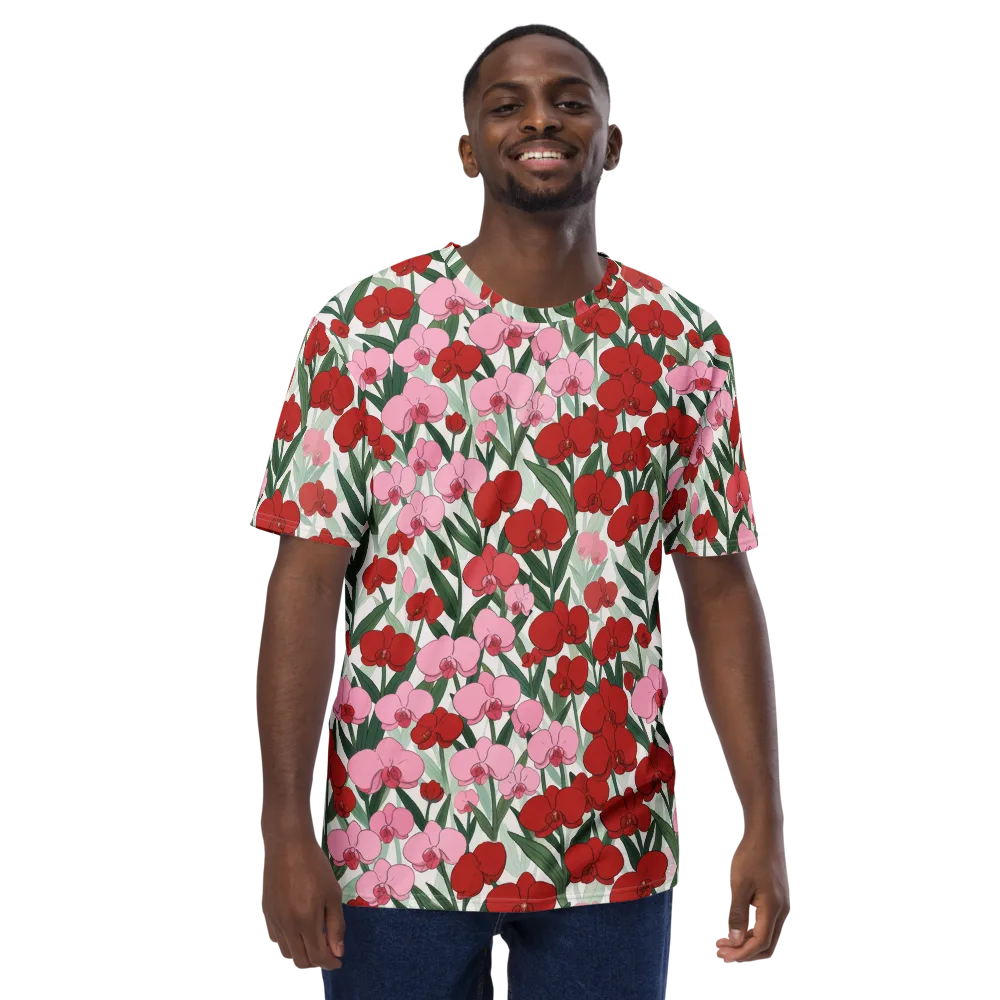Crimson Orchid Garden on Men's Crew Neck T-Shirt — Front